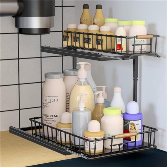 Under Sink Organizer & Storage, Metal Pull Out Kitchen Cabinet Organizer(1 Pack) - Picture 2 of 7